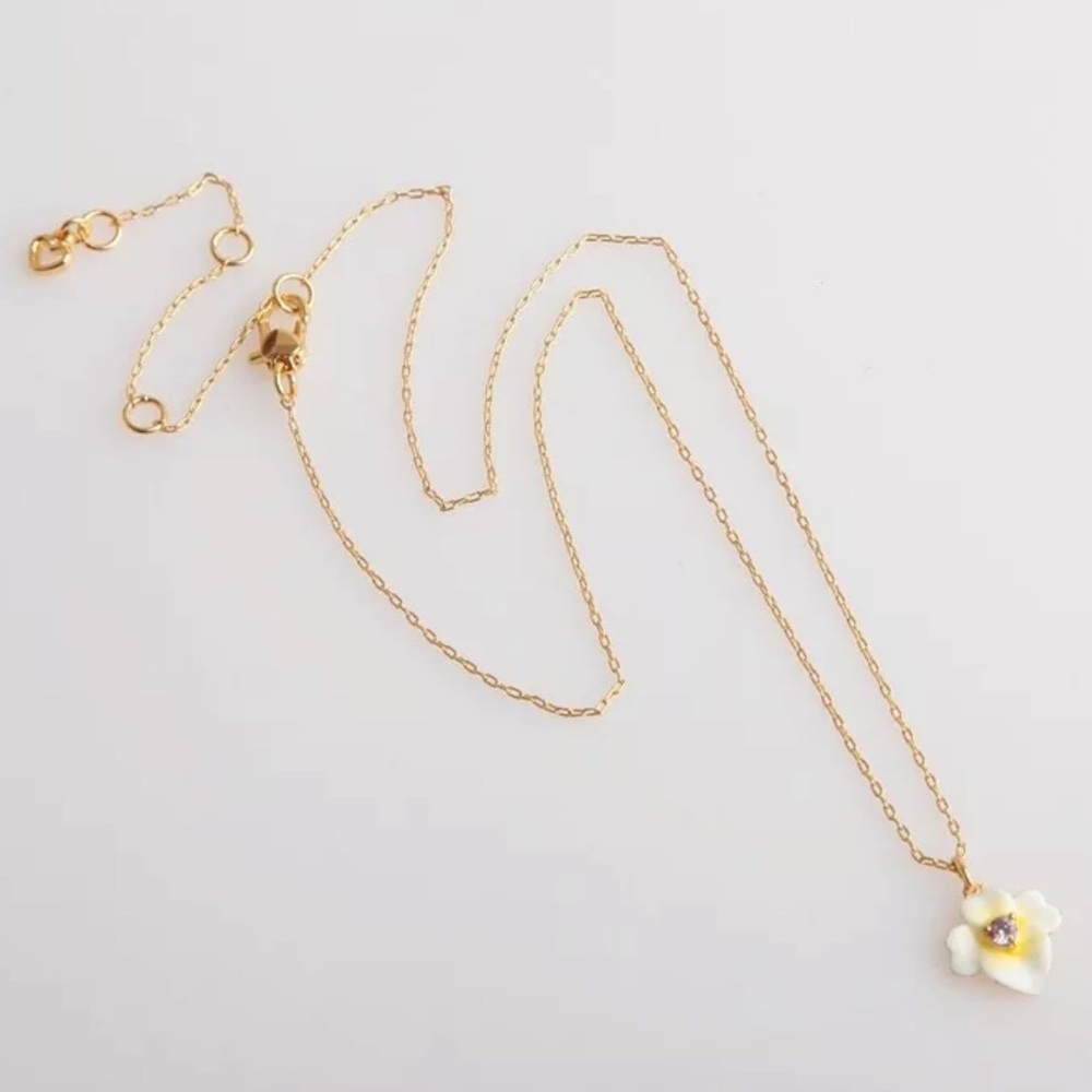 Kate Spade Gold Mini White Flower Pendant Necklace